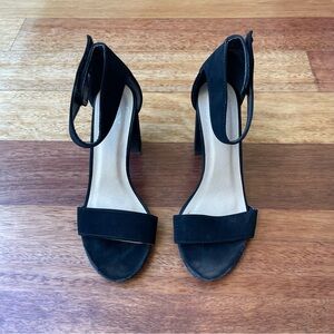 Amazon Black Velvet Heels Stylish and Comfortable with Velcro Ankle Closure
